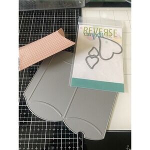 Lot Of 2 1 Reverse Confetti Hip Heart Set Off 3 Dies Love & Pillow Box Die